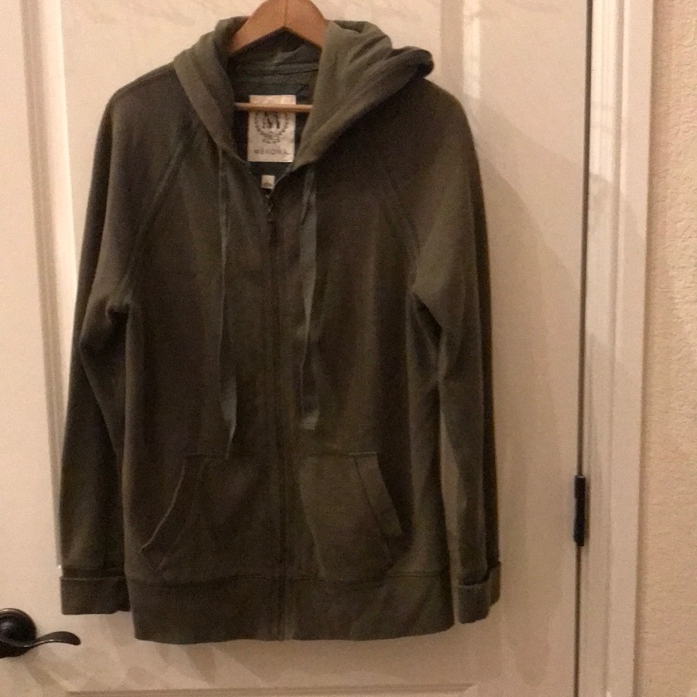 Olive Zipper-front Hoodie by Merona